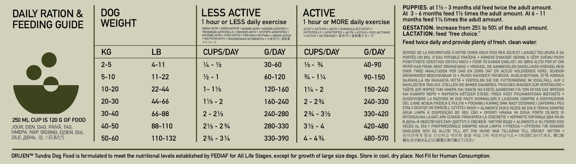 ORIJEN Tundra Dog Feeding Guide
